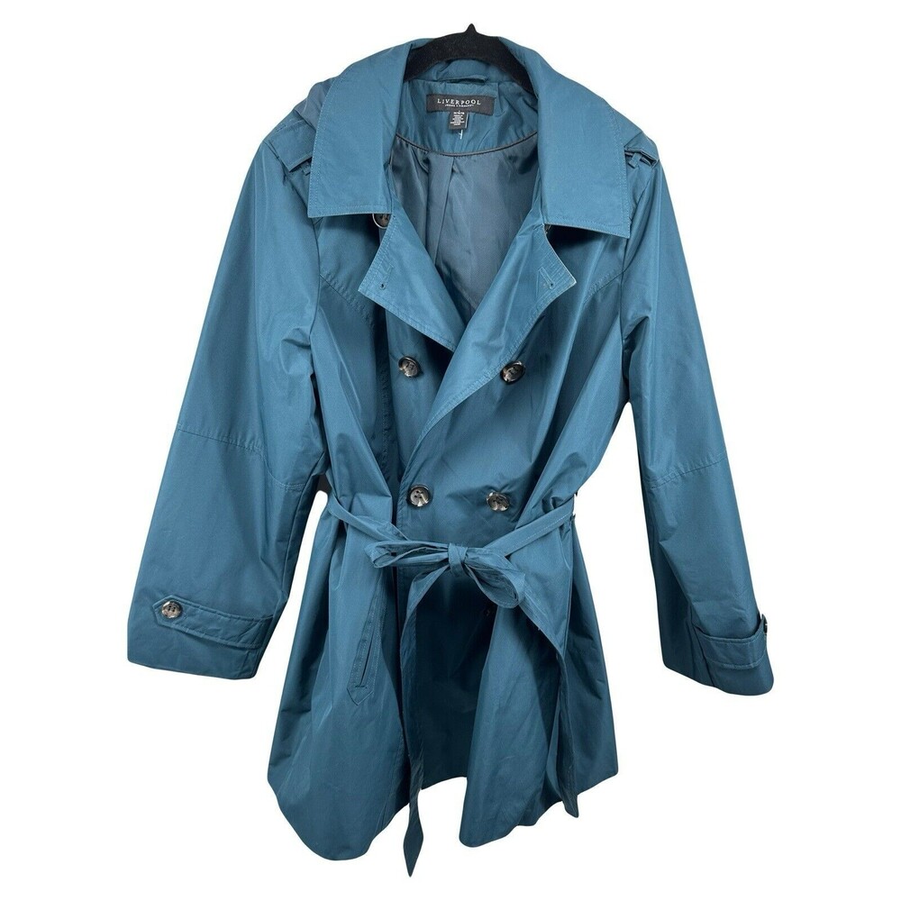 Liverpool Jeans Company Sz XL Blue Mystic Team Rain Jacket Coat Tie Button Up